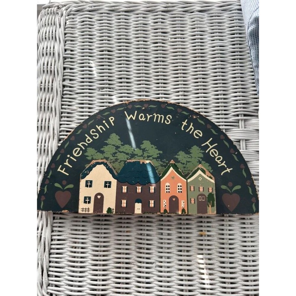 Friendship warms the heart vintage Cottagecore plaque sign decor
